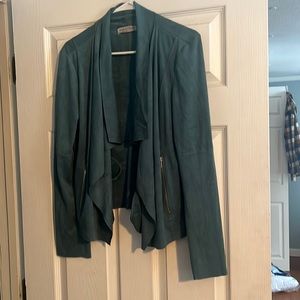 Thin Faux Suede Open Front Blazer